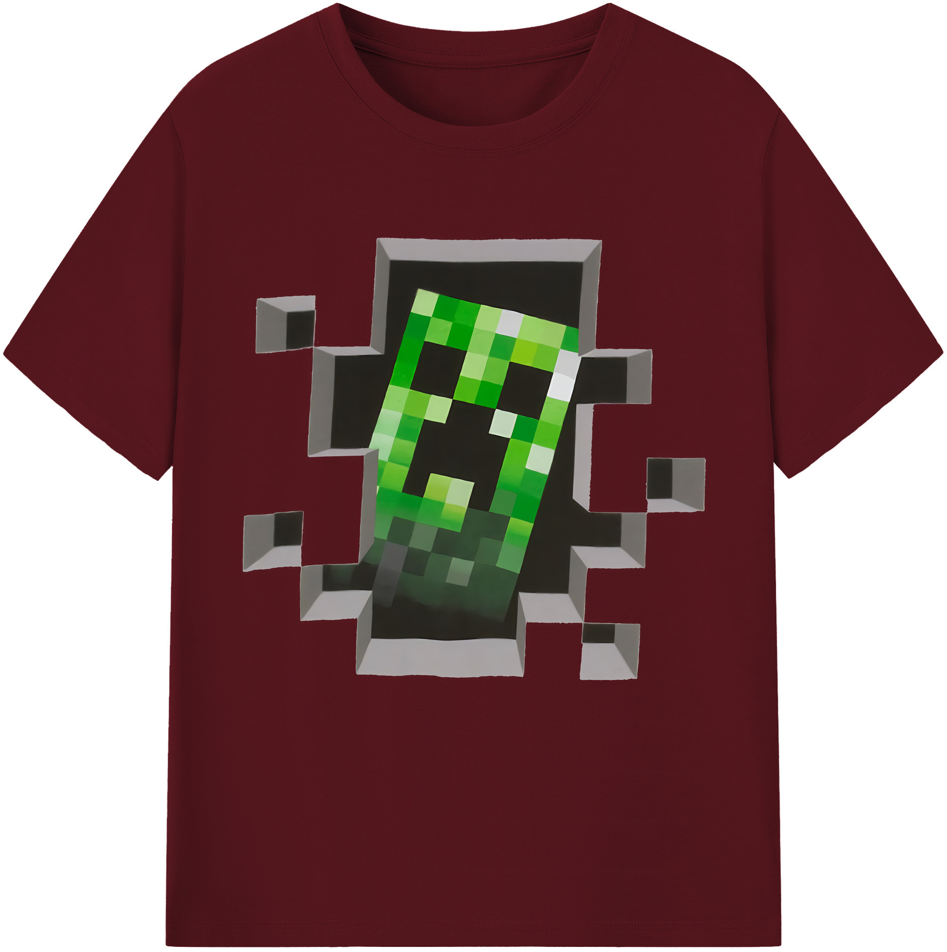 （画像用） マインクラフト ブロックの世界 Minecraft MC Block world 綿100％半袖Tシャツ（フロントプリント）